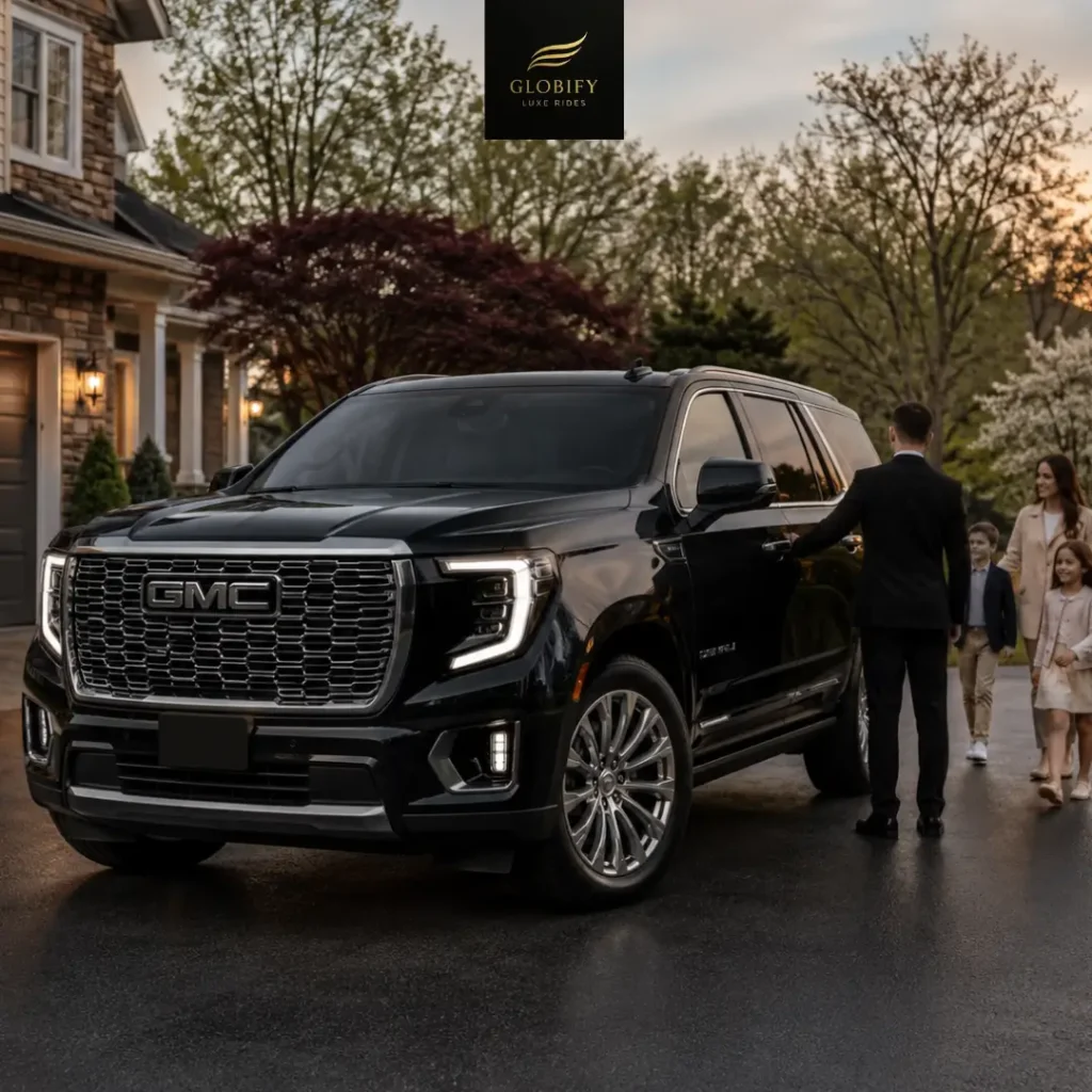 Luxury JFK Airport limo service waiting curbside for airport pickup